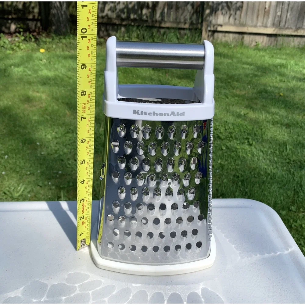 KitchenAid Stainless Steel Box Grater, 4 Sided with White Handle - NICE!